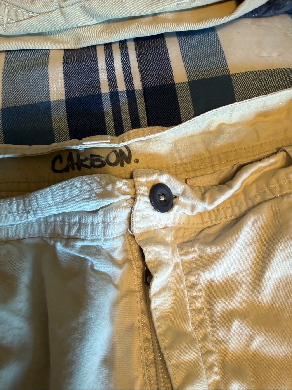Carbon Beige/Tan Casual Button-Front zipper Shorts Carbon Brand